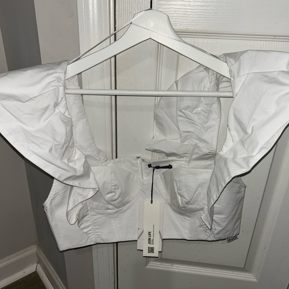 White Ruffled Women's Top